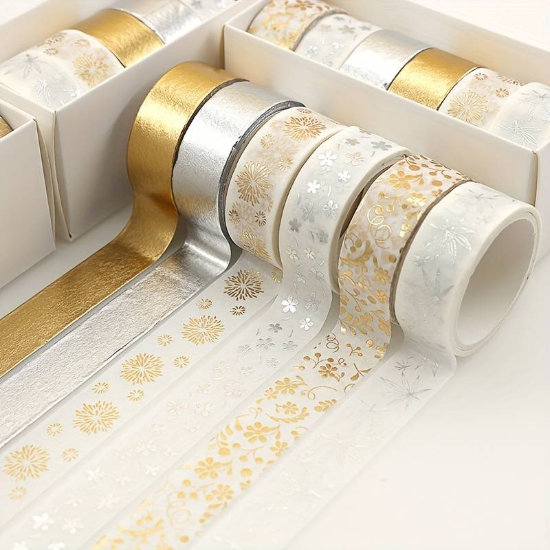 Flower Plant Gold Foil Washi Tape Set Add A Touch Of - Temu